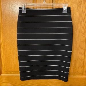 Ann Taylor Stretch Pencil Skirt Black with White Stripes XXSP